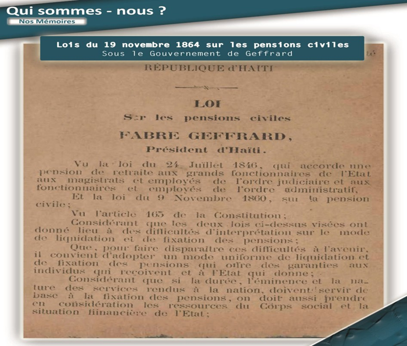 Loi du 19 novembre 1864 sur les pensions civiles